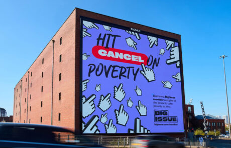 Big Issue Advert, Victoria Warehouse, Manchester, UK – 17 Sep 2024